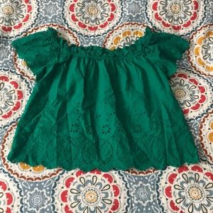Anthropologie Tops - Scalloped green crop top Anthropologie Tops - Scalloped green crop top